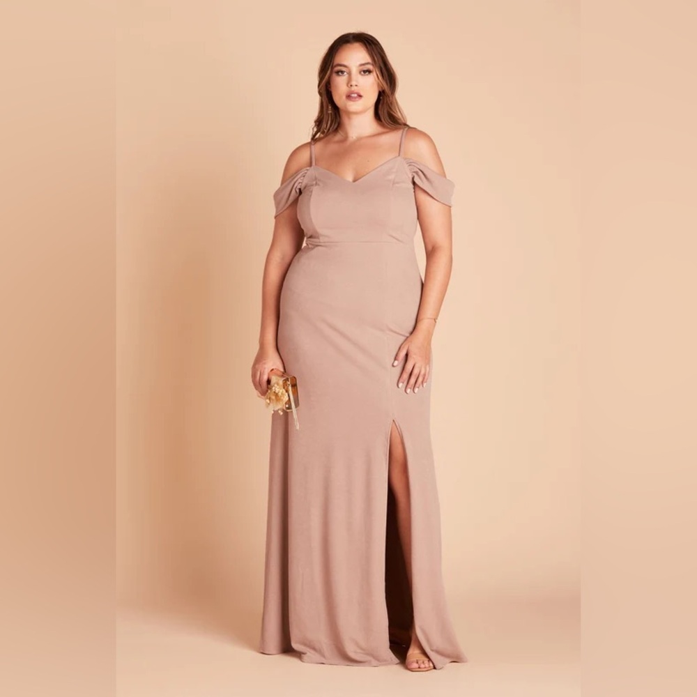 NWT Birdy Grey Off-Shoulder Gown TAUPE COLOR